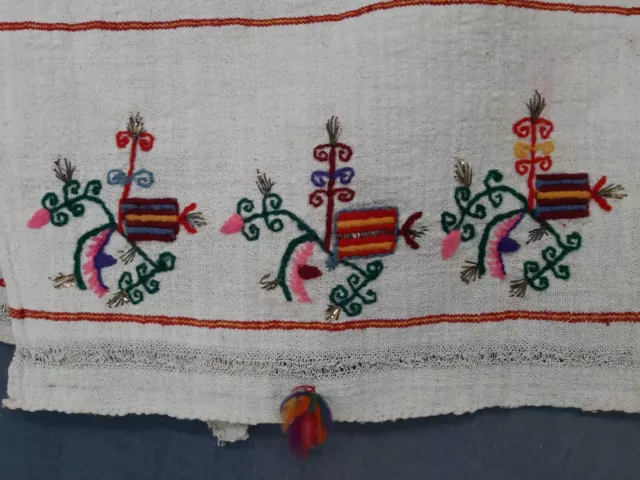 Antique Folk Balkan Embroidered Macedonian Men's Cotton Scarf for the Waist