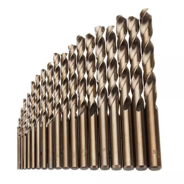 19Pcs HSS M35 5% Cobalt Twist Drill Bits 1.0-10mm Straight Shank Hole Saw Metal