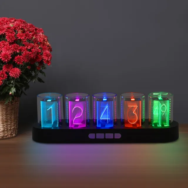 Imitation Nixie Tube Clock RGB Creative Clock 16 Million Colors Multi-functional