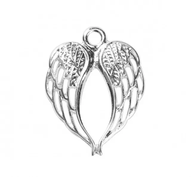 ❤ 20x Tibetan Silver DOUBLE WING Guardian Angel Charm/Pendant 22mm Jewellery ❤
