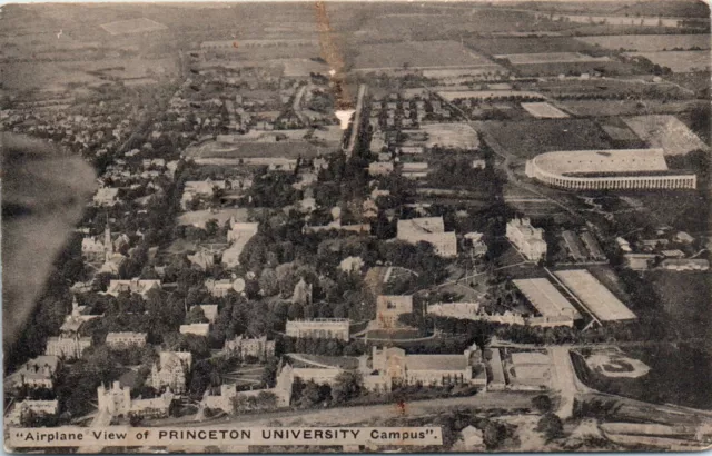 1920s NJ Postcard Airplane View of Princeton University Campus New Jersey Aerial