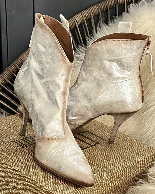 superbes bottines en cuir metal doré Little La Suite pointure 40 comme neuves