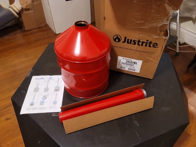 JUSTRITE 26811R Cigarette Receptacle, 5 gal., Red *MISSING TOP*