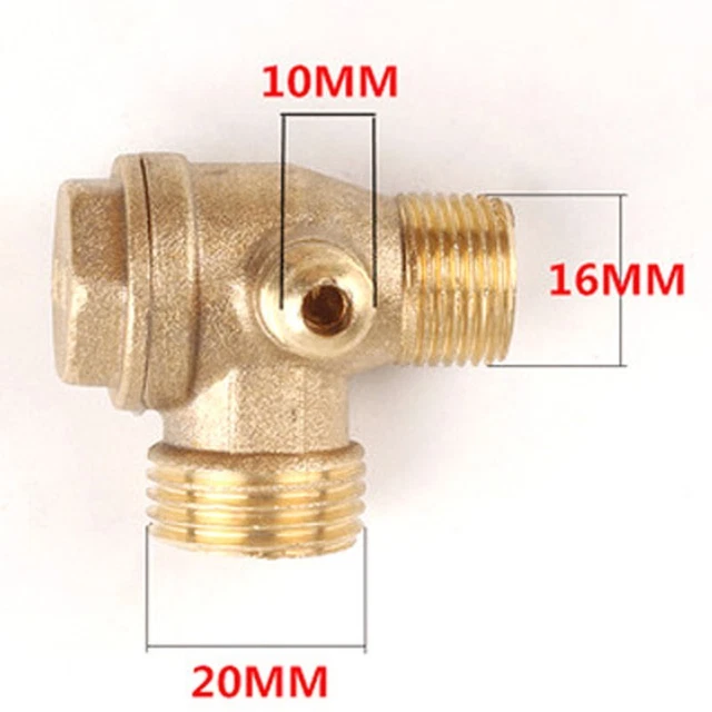 Clapet Anti-retour Compresseur Air Laiton - 3 Ports Filetés Mâles (20x16x10mm), Remplacement Haute Performance - 2