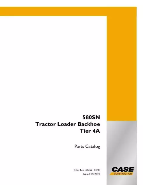 Case 580Sn Tractor Loader Backhoe Tier Iv A Parts Catalog