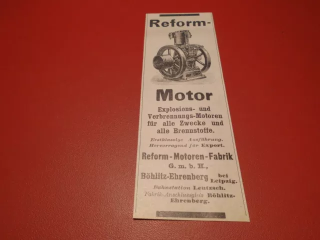 Reform - Motoren - Fabrik GmbH Böhlitz Ehrenberg,Reform -Motor:Werbeanzeige 1916