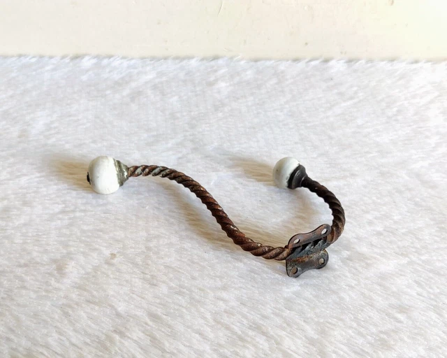 Vintage Original Old Victorian Ceramic Knobs Ornate Brass Wall Hanger Hook G280 5