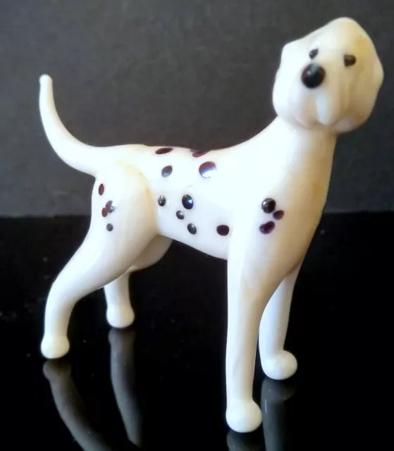 Hand Made Blown "Murano" Glass Collectable  Dalmatian Dog  Figurine Miniature