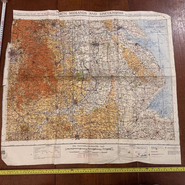 ORIGINAL WW2 BRITISH Army RAF Navy Base Map of England - Midlands ...