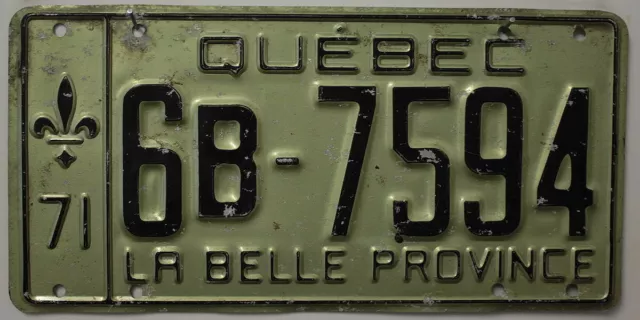 Kanada Nummernschild Oldtimer Kennzeichen 1971 QUEBEC License Plate Canada 7594