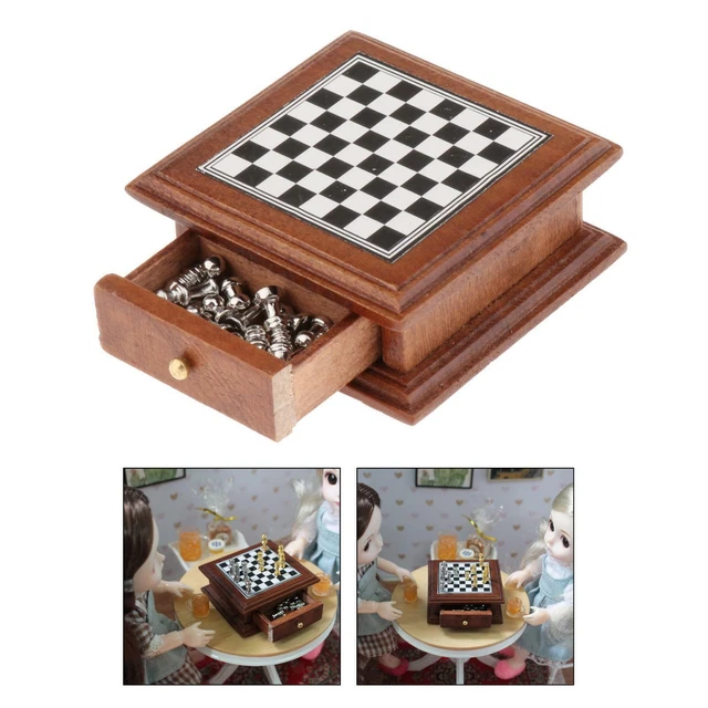 SET SCALE DOLLHOUSE Miniatures Chess Game Accessories Miniature