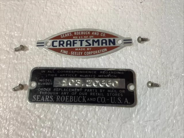 Vintage Craftsman Jointer Tags