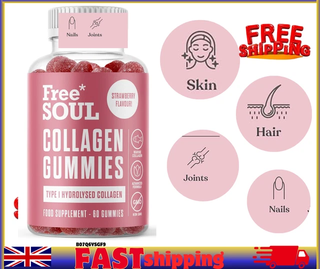 FREE SOUL COLLAGEN Gummies 60 Gummies food Supplement Type 1