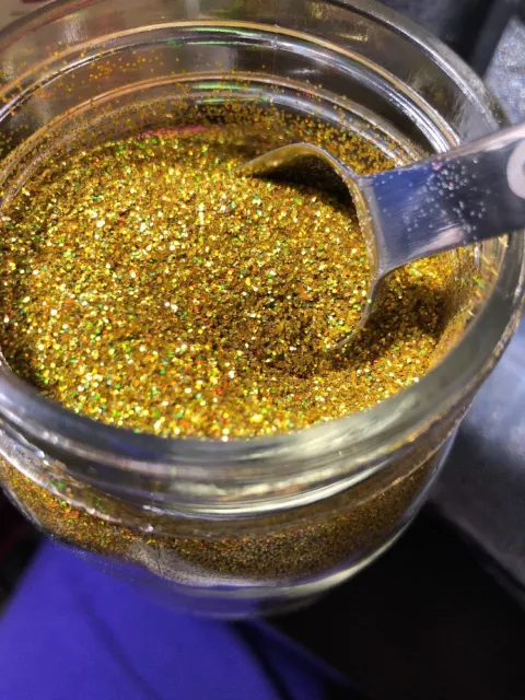 Holographic Glitter Powder Gold Ultra fine 0.3mm Round Nail Dust 1tsp