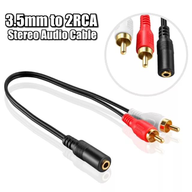 3.5mm Stereo Female Jack To 2 RCA Male Plug Adapter Headphone Y Audio Cable AU