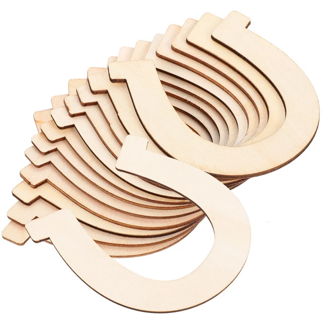 48 Pcs DIY Ausschnitt Dekor Hufeisenausschnitte Holzverzierung Kind Holzspäne
