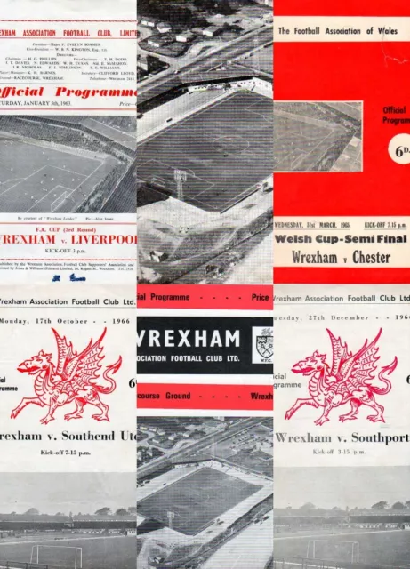 1960's WREXHAM FC HOME FOOTBALL PROGRAMMES - Your choice - FREE Postage