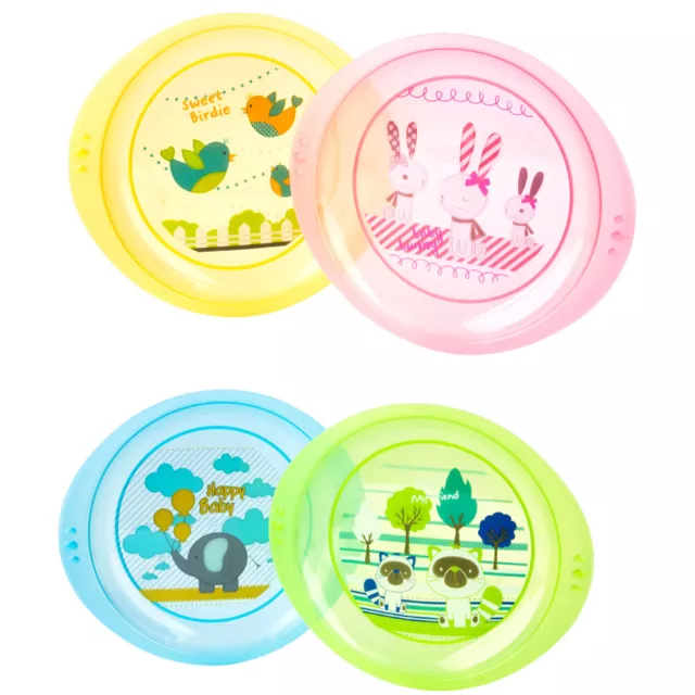 Baby Feeding Plates Plastic BPA Free Easy Hold Toddler Infant Self-Feed Plate