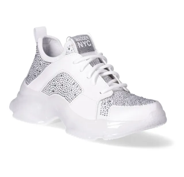 Steve Madden Madden NYC Rhinestone Athletic Sneaker Shoes White Women's 9.5