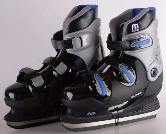 Nijdam Patins à Glace Hockey Bottes Rigides Noir/Argent/Bleu 35