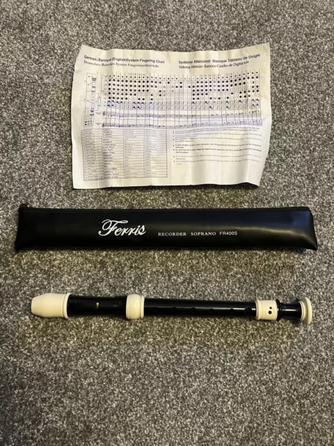 Ferris FR400S Soprano/Descant School Recorder Wipe Clean Case Chart