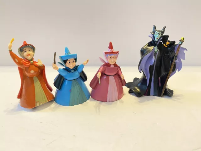 Lot Of 4 Sleeping Beauty Cake Toppers Incl Fairies And Malificent