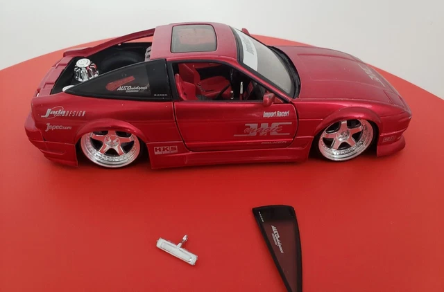 AS-IS JADA NISSAN 240SX 1:24 Red Import Racer JIC Magic HKS Wheels 
