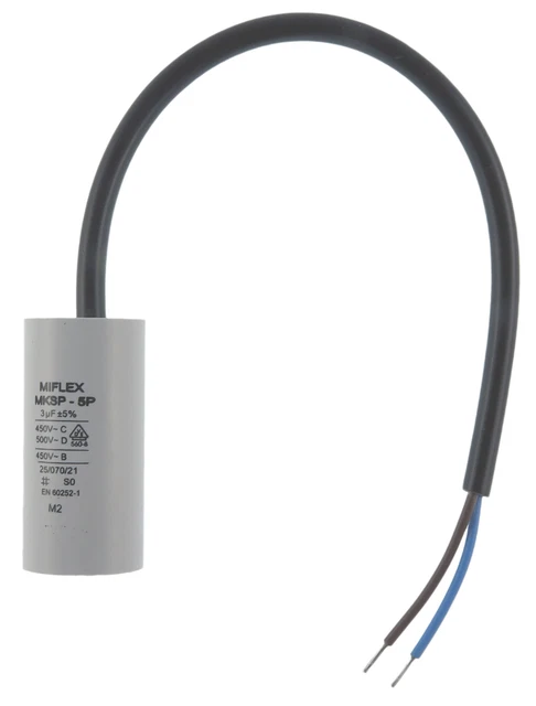 Condensateur moteur 3µF MKSP-5P 3uF 450V à fils câble démarrage/permanent