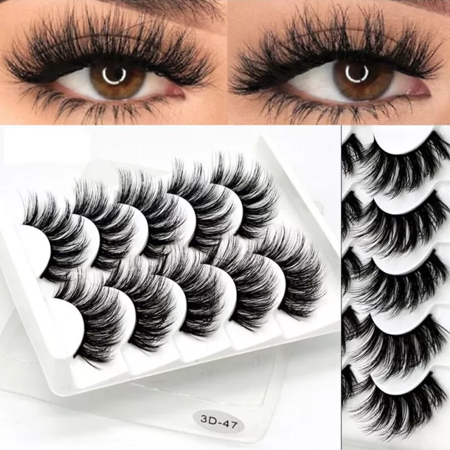 . 5Pairs 3D Mink False Eyelashes Wispy Cross Long Thick Soft Fake Eye Lashes  AU