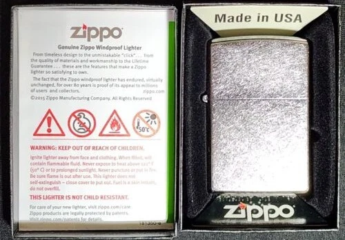 Zippo Lighter # 207 Regular Street Chrome - New In Box - Made in USA - 2015