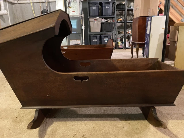 antique wooden baby cradle