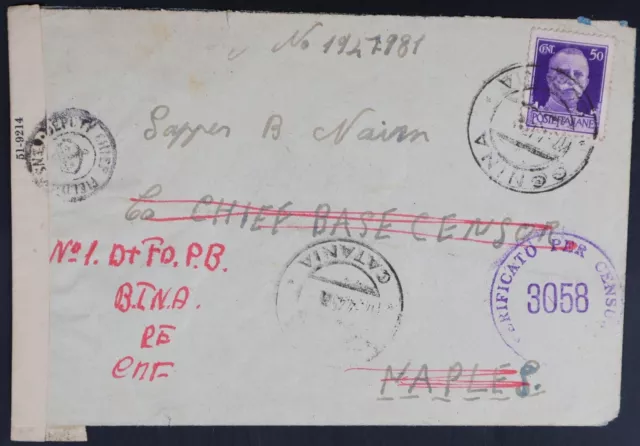 Mayfairstamps Italy 1940s Ocinina to Naples Censored Cover aaj_67483