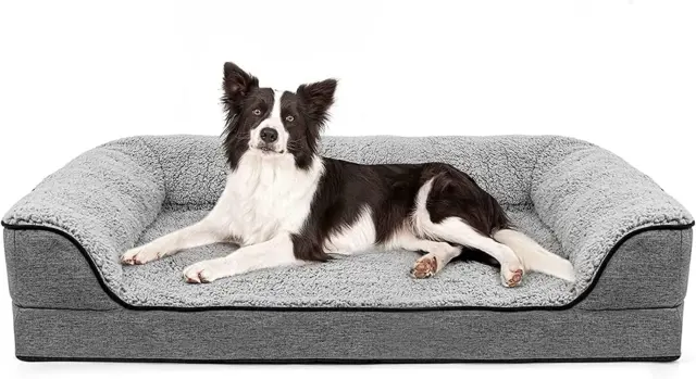 Orthopedic Dog Bed, Bolster Couch Dog Bed for Large Dogs, Large(36''*26'') Grey