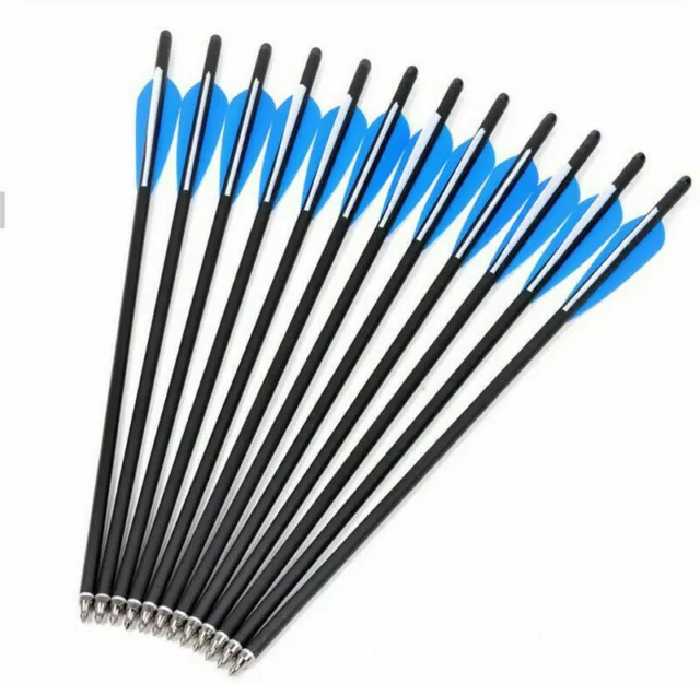 USA 20"/16" Crossbow Bolts Carbon Arrows Half Moon Nocks OD 8.8mm Hunting 12pcs
