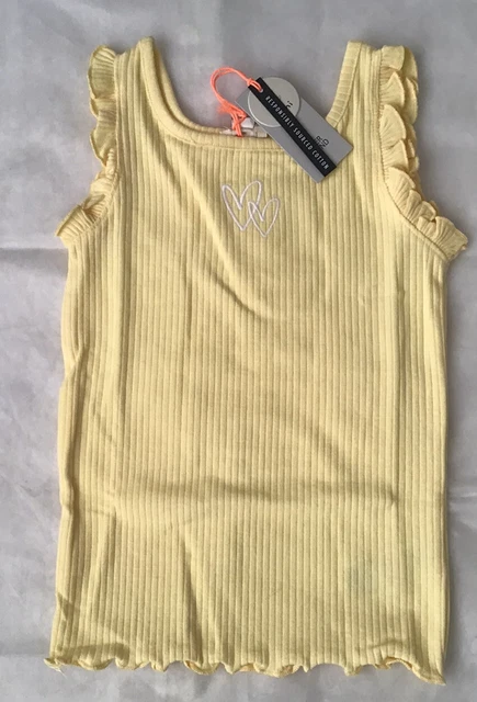 River island mini girls aged 3-4 years yellow frilly top jeans shorts set BNWT 5
