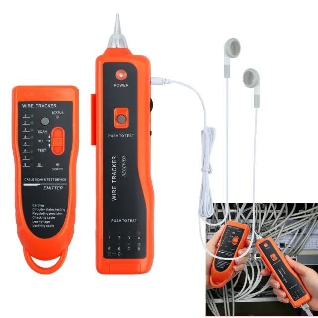 RJ11/45 Cable Tester Telephone Wire Tracker Network Tone Generator Probe Tracer