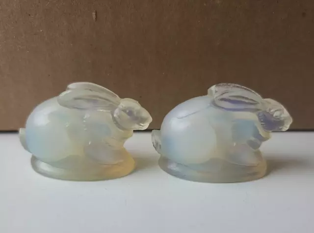 Vintage Sabino France Opalescent Art Glass Lot of 2 Bunny Rabbits