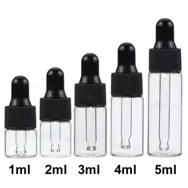 Bulk Buy 1ml-5ml Luxury Glass Dropper Bottle w/ Essential Oil Drop Eye Container