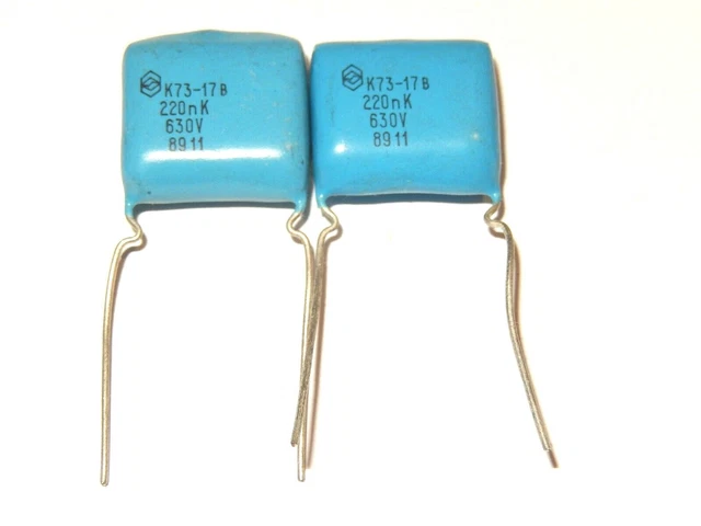Lot De 2 Condensateurs K40Y-9 0.22uF 200V - Neufs - Fabriqués En URSS/Russie - Vintage