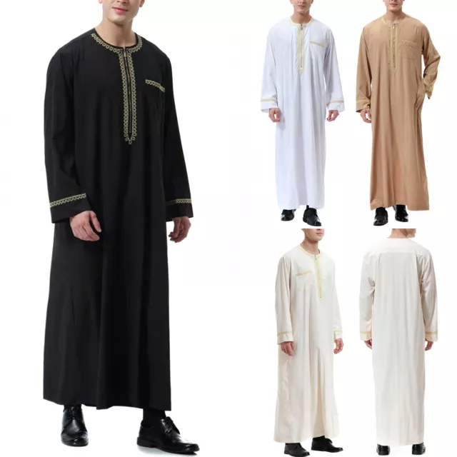 Robe O-Ausschnitt kunfang Druck Kaftan Islamisch Royalty Dubai Herren Muslim