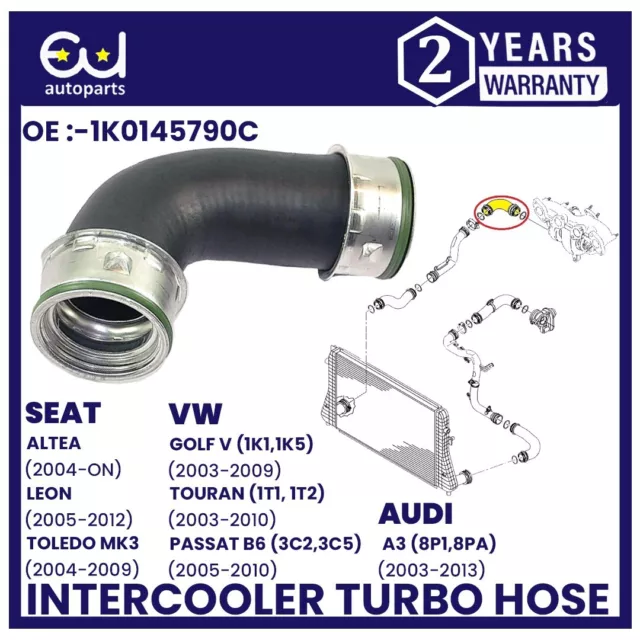 Intercooler Turbo Hose Pipe For Vw Golf V Jetta Passat Touran 2.0Tdi 1K0145790C