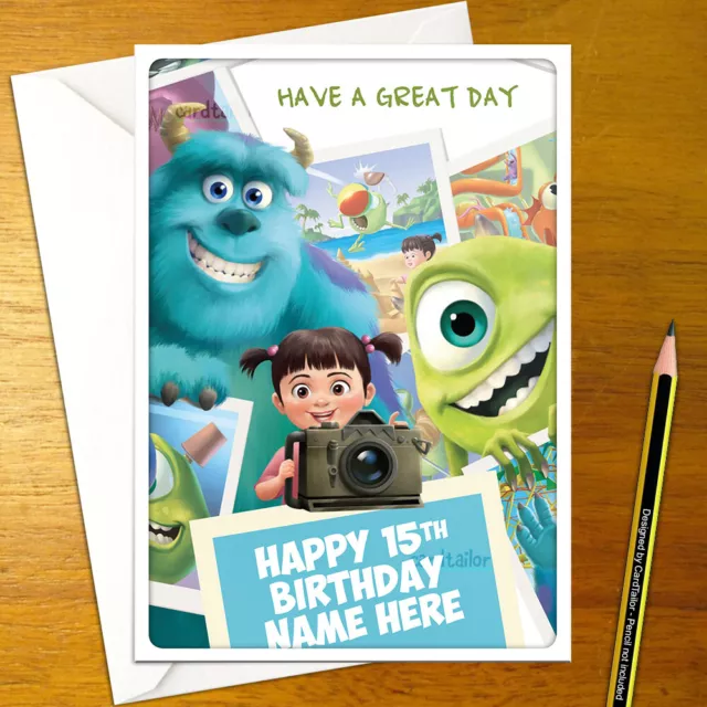 MONSTERS INC Personalised Birthday Card - personalized disney pixar sulley mike