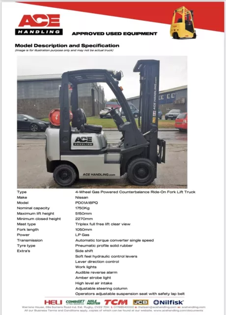 Nissan PD01A18PQ Container Spec Forklift Hire-£62.50 Buy-£7750 HP-£38.70 AH1394
