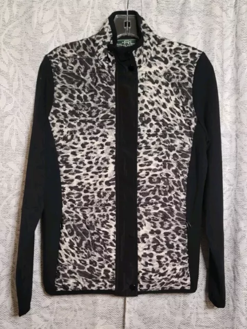 Lauren Ralph Lauren Active Women's L Black & White Animal Print Jacket Quilted