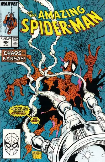 AMAZING SPIDER-MAN #302 F, Todd McFarlane, Direct Marvel Comics 1988 Stock Image