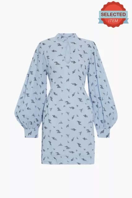 RRP €225 GANNI Tunic Dress Size EU38 / M Floral Gathered Bishop Sleeve Mock Neck