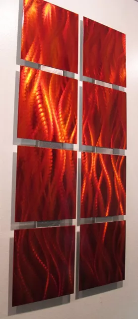 Modern Abstract Metal Wall Art Red Orange Painting Sculpture Home Decor Flame