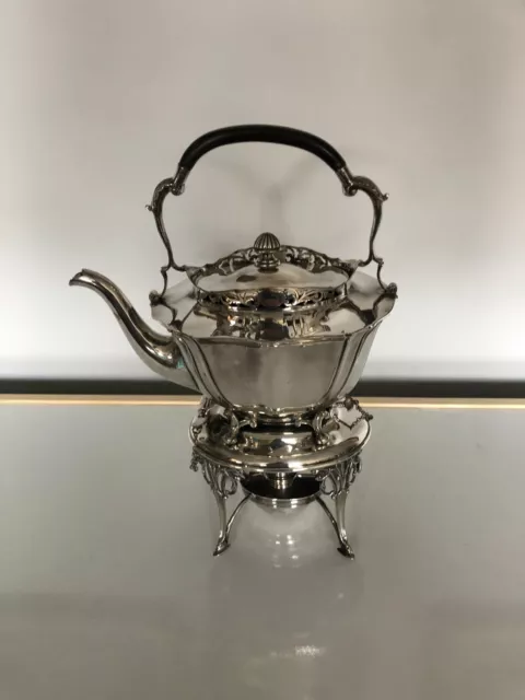 Silver Plated Spirit Kettle On A Stand With 4 Hoof Feet C/W Burner (Spsk-114)