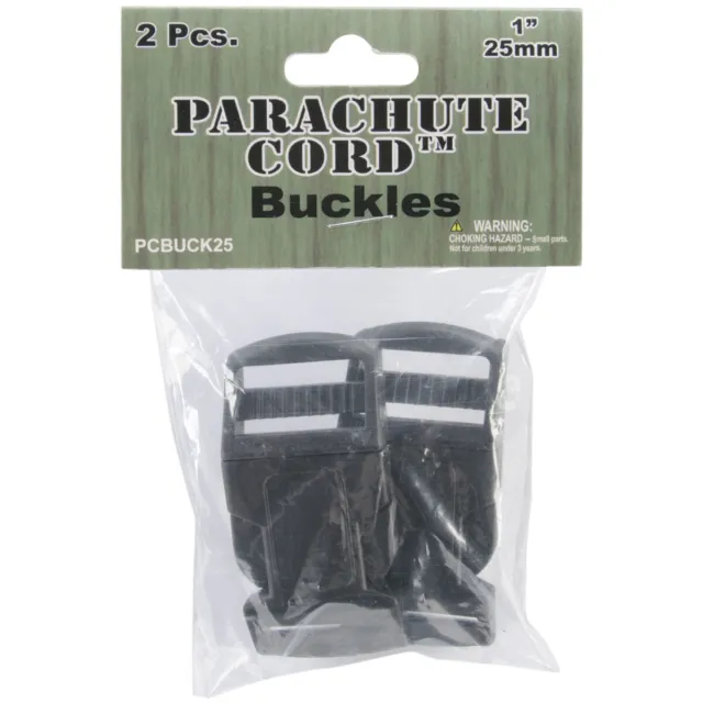 Hebillas de pulsera de cable de paracaídas 25 mm 2/paquete-negro, PCBUC25