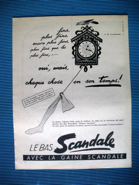 Publicite De Presse Scandale Bas Lingerie Illustration Lavererie Ad 1952